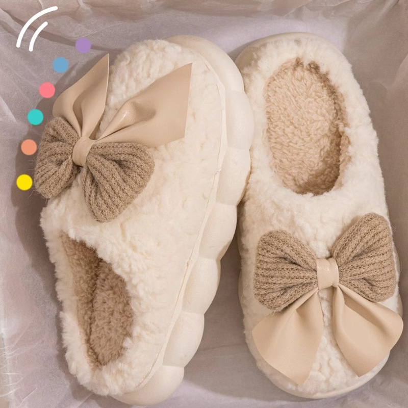 Chaussons d'intérieur en peluche chaude pour femme