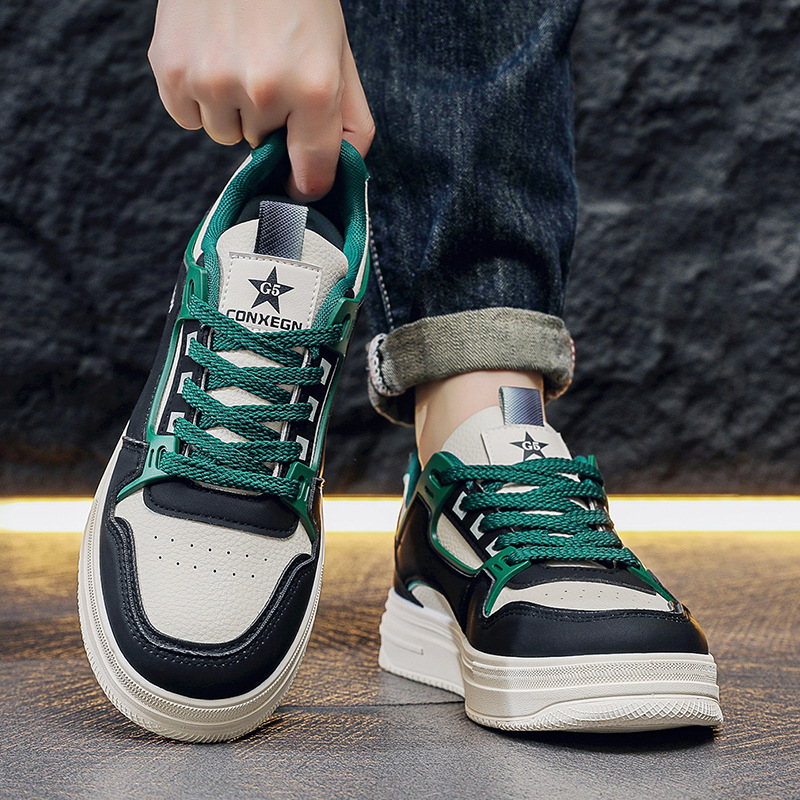 Men's Colorblock Lace-Up PU Leather Casual Shoes 5