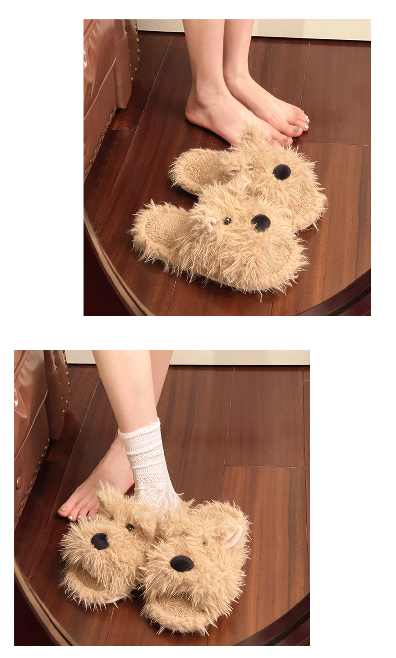Pantofole da casa da donna in morbido peluche a forma di cane detail 5
