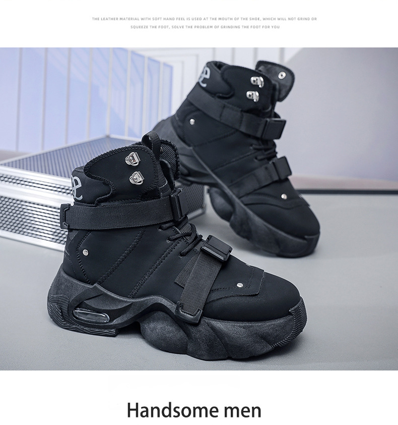 Gepolsterte High-Top-Freizeitschuhe für Herren mit Schnallen detail 5