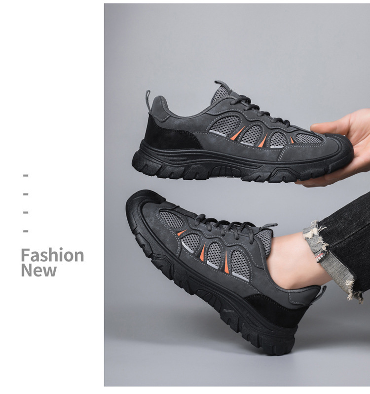 Atmungsaktive Herren-Freizeitschuhe mit Mesh und Schnürung für draußen detail 8