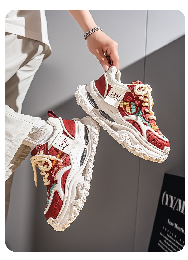 Gedämpfte Plateau-Freizeitschuhe für Herren mit Schnürung detail 7