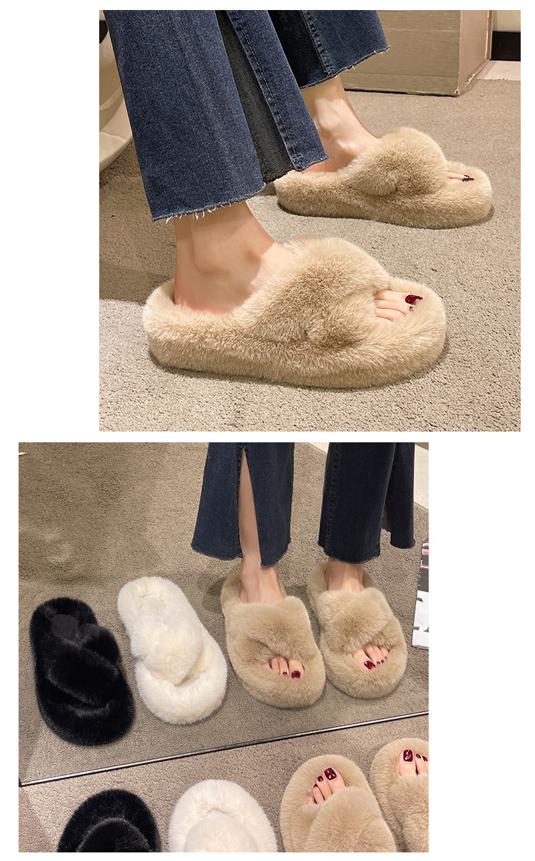 Pantofole da donna in morbido peluche con punta aperta detail 4