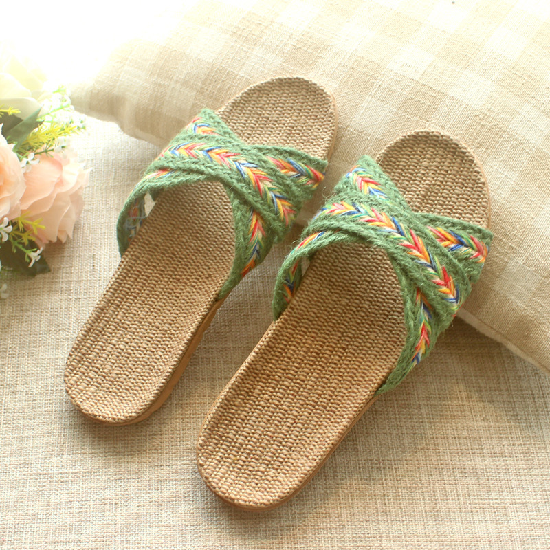 Pantofole basse e traspiranti in lino con fasce incrociate da donna 3