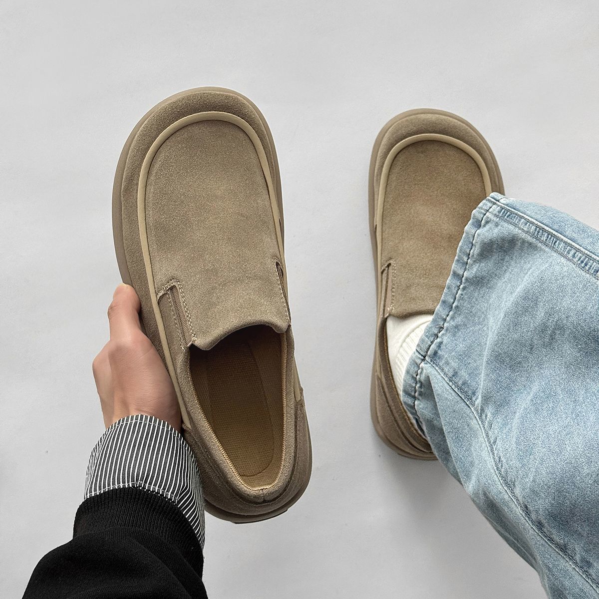 Casual slip-on herenschoenen van suède detail 15