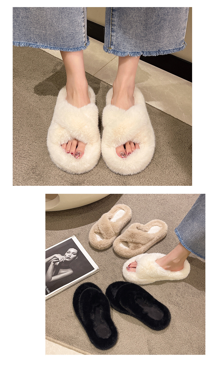 Pantofole da donna in morbido peluche con punta aperta detail 2