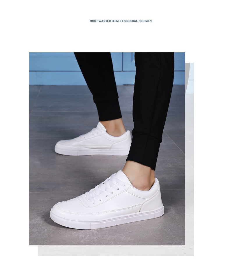 Einfarbige Herren-Sneaker aus PU-Leder, rutschfest & lässig detail 12