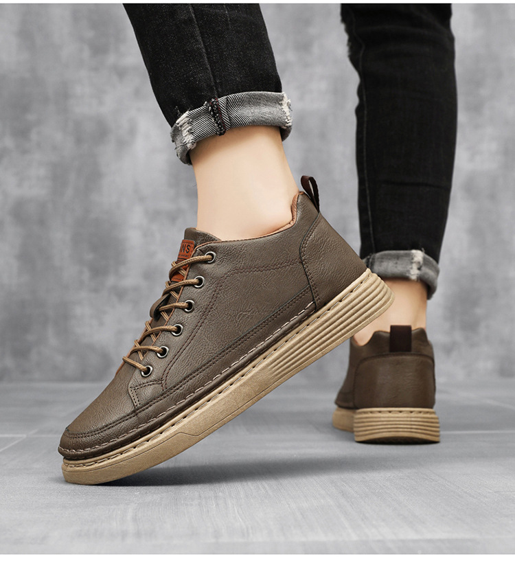 Men's Lace-Up PU Leather Casual Shoes detail 1