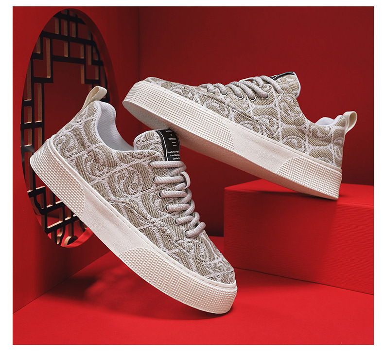Men's Graphic Print Platform Lace-Up Casual Shoes detail 9
