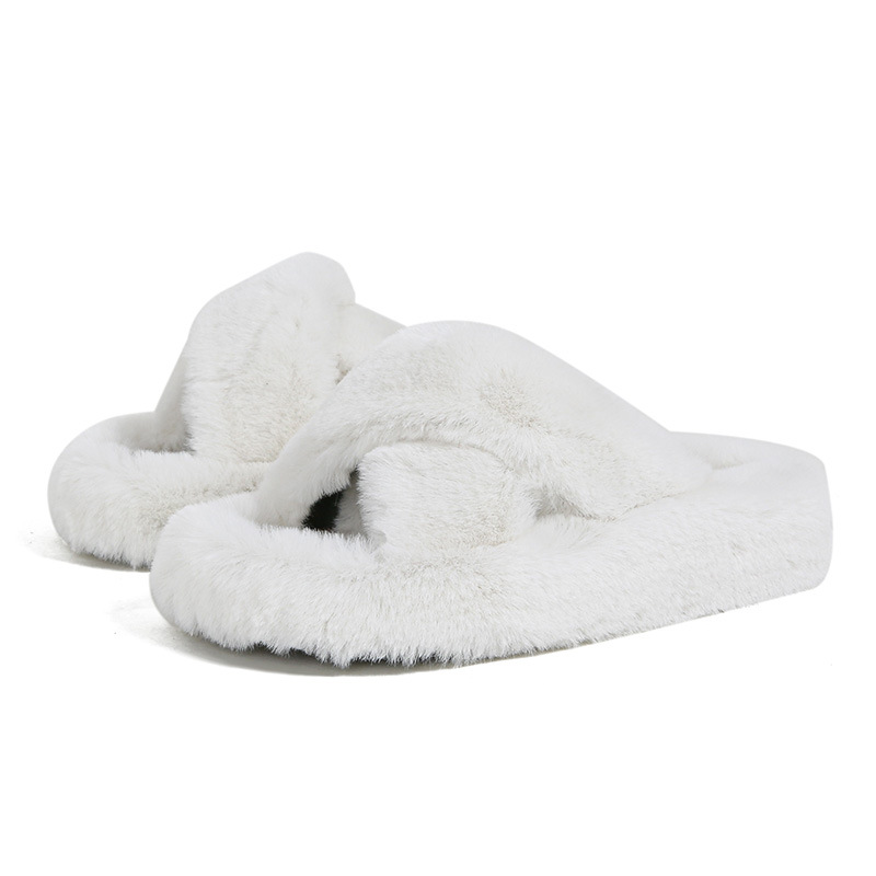 Women's Cozy Plush Cross-Band Open-Toe Slippers 6