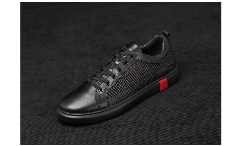 Herren-Freizeitschuhe aus Leder zum Schnüren mit Karomuster detail 3