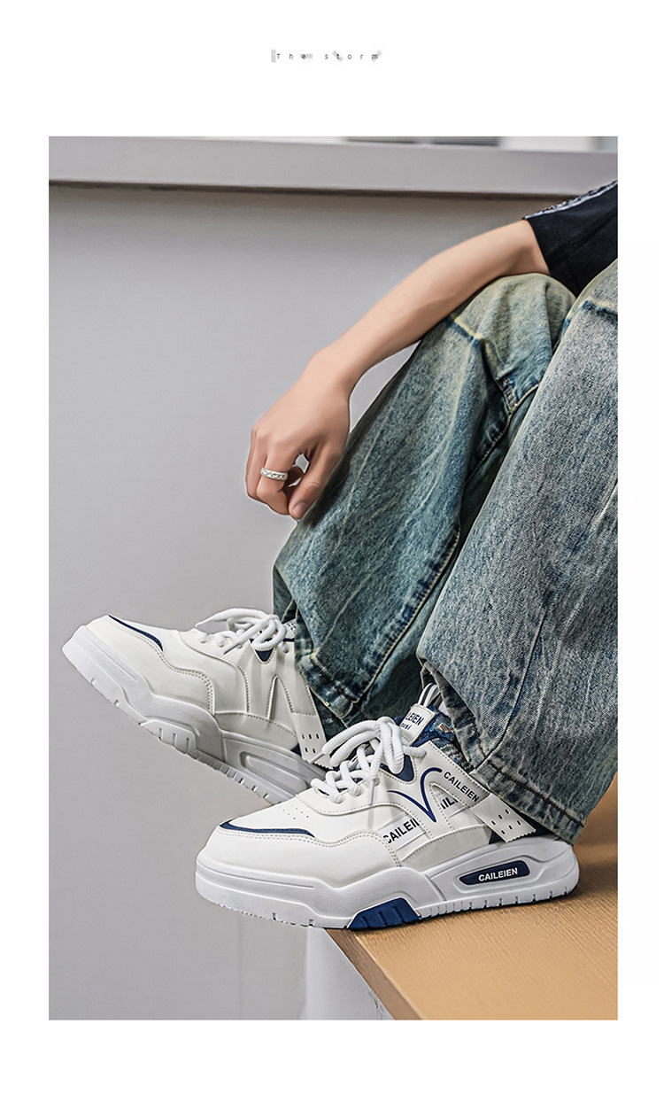 Freizeitschuhe für Herren mit Schnürung, Blockfarben und Plateau detail 2