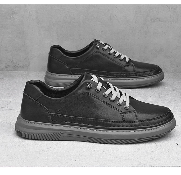 Atmungsaktive Leder-Freizeitschuhe für Herren mit Schnürung detail 7