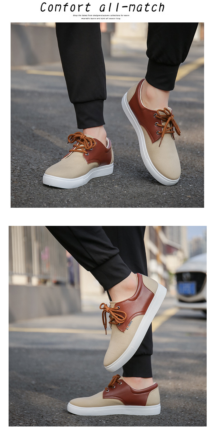 Men's Breathable Canvas Colorblock Casual Shoes detail 1