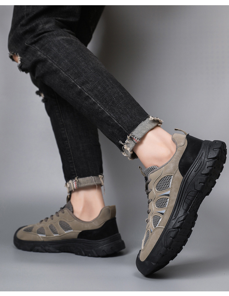 Atmungsaktive Herren-Freizeitschuhe mit Mesh und Schnürung für draußen detail 3