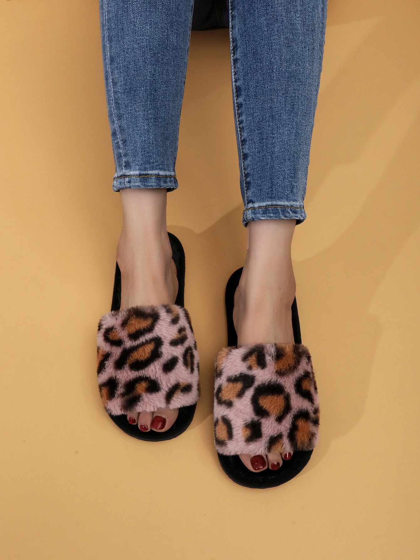 Leopard print leather red