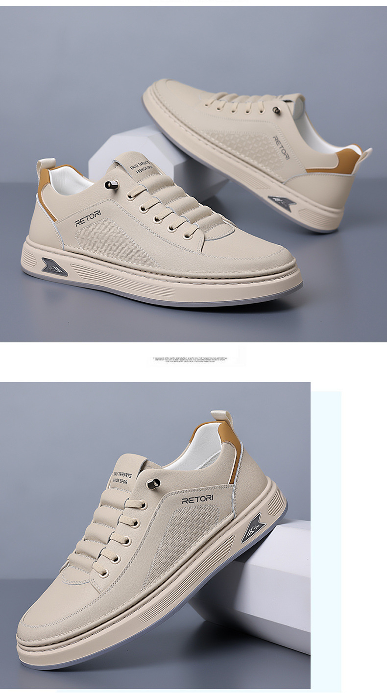 Atmungsaktive Leder-Freizeitschuhe für Herren mit Schnürung detail 3