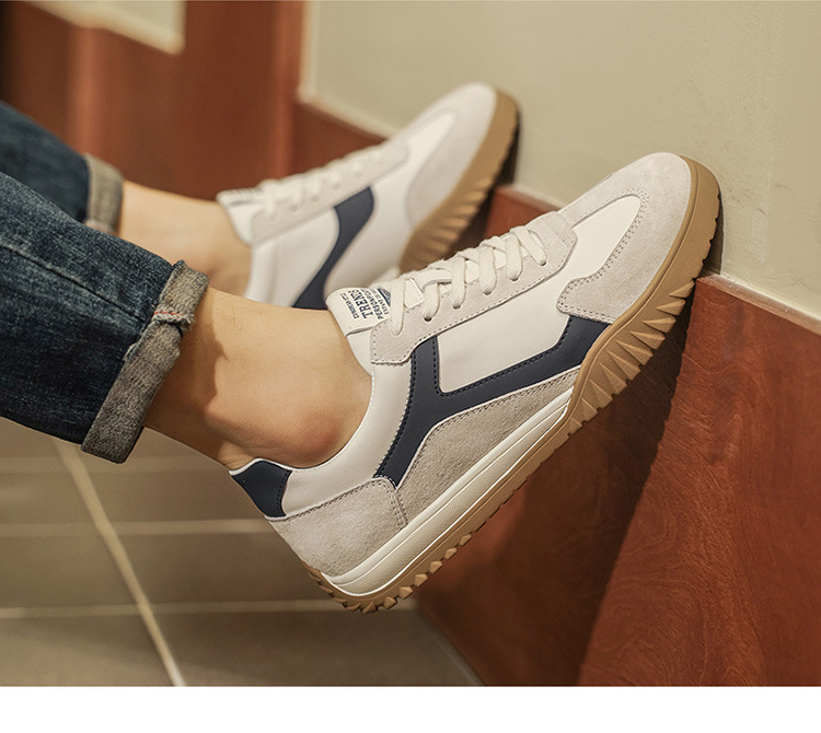 Baskets à lacets en cuir à blocs de couleurs pour homme detail 2