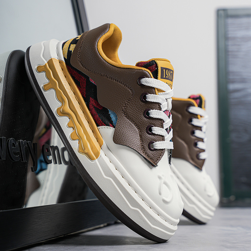 Men's Colorblock Lace-Up Platform Casual Sneakers 3