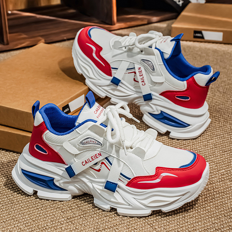 Atmungsaktive Chunky Plateau-Sneaker für Herren mit Schnürung 3