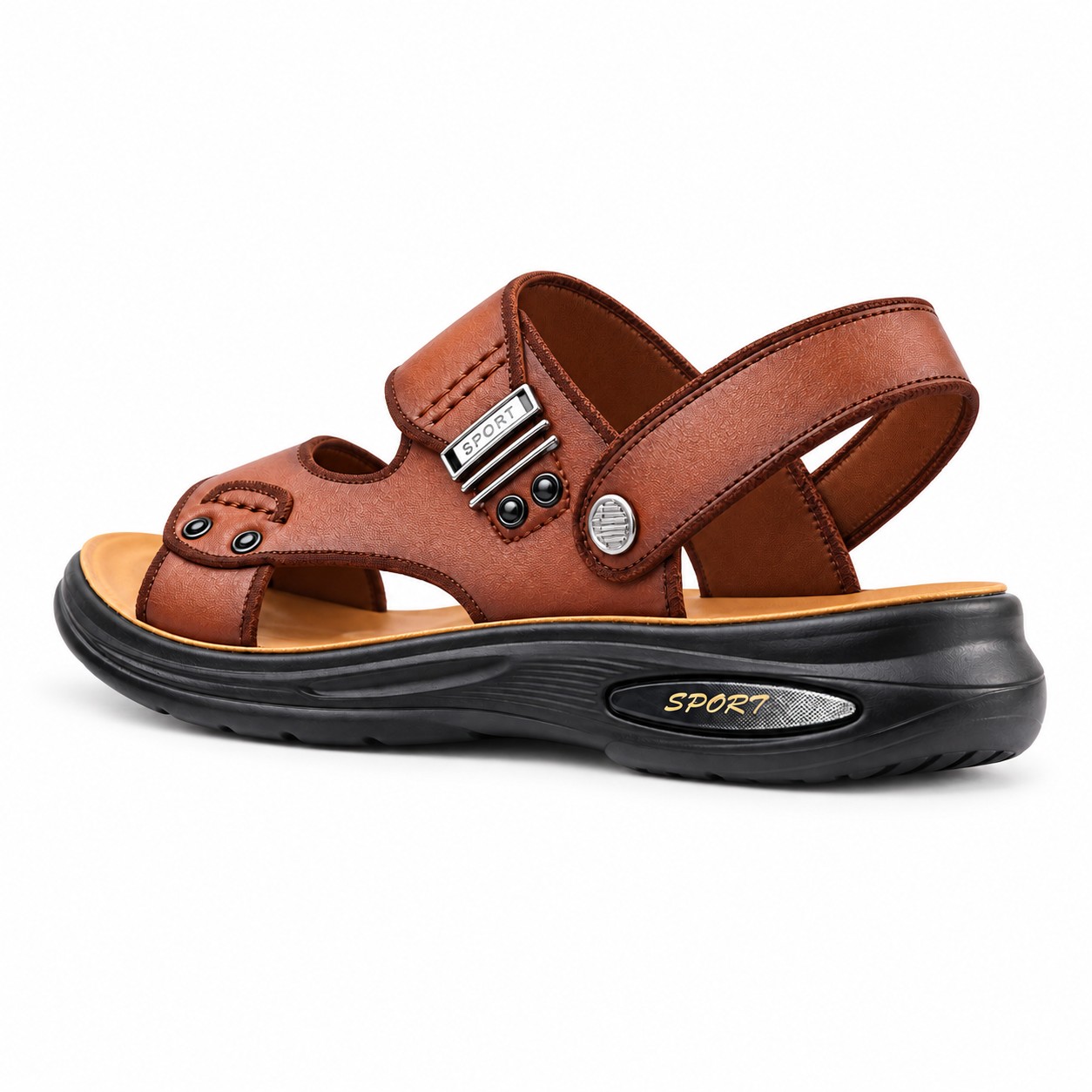Men's Full-Grain Leather Cushioned Slingback Sandals 7