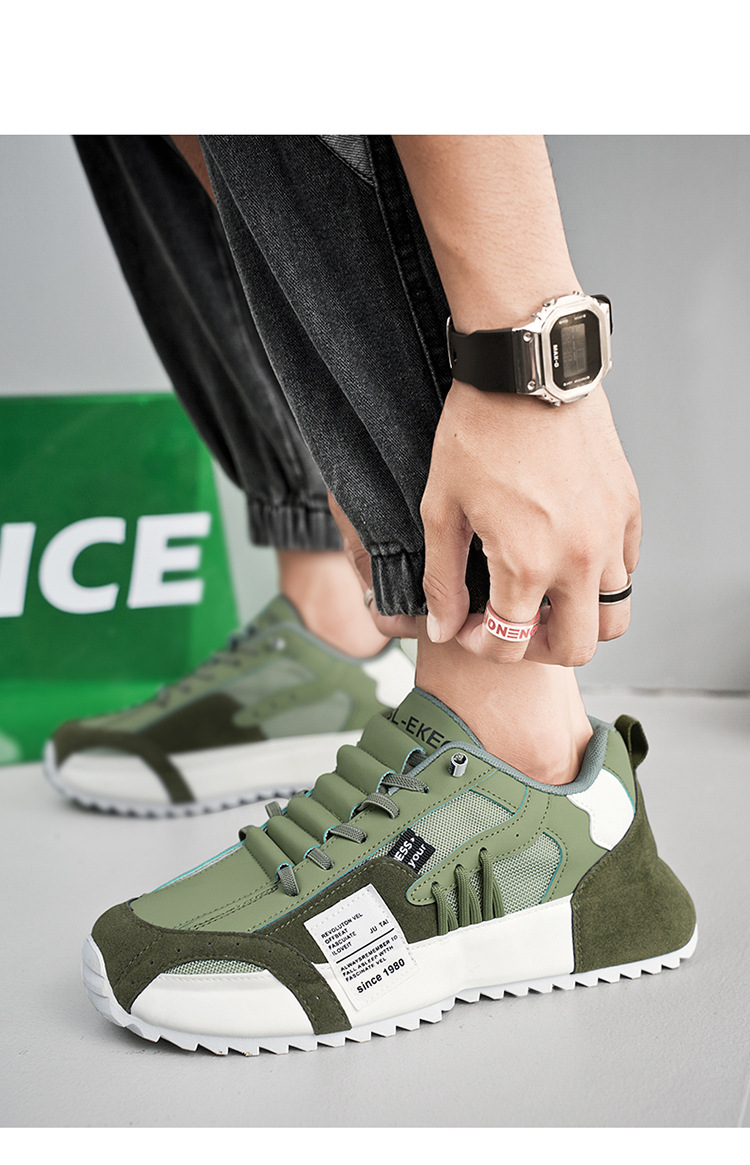 Scarpe casual da uomo traspiranti stringate con plateau e motivo color block detail 6