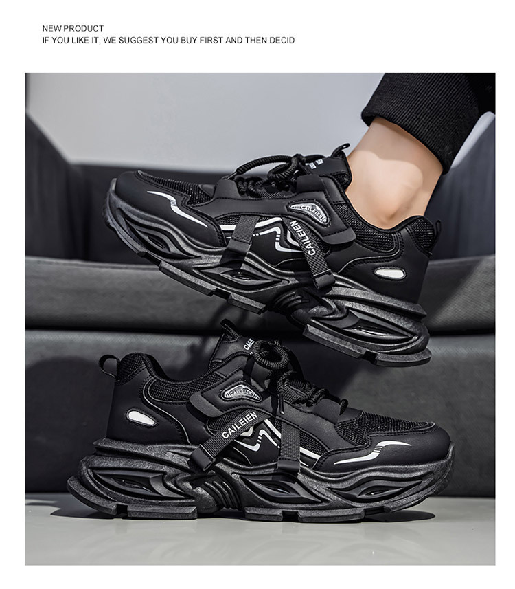 Atmungsaktive Chunky Plateau-Sneaker für Herren mit Schnürung detail 13