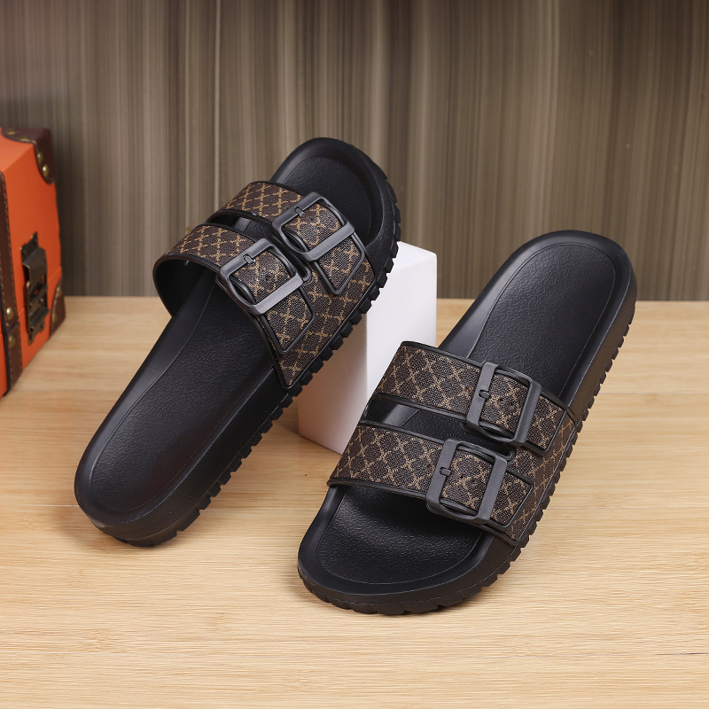 Casual heren slippers met open neus en dubbele gesp 3