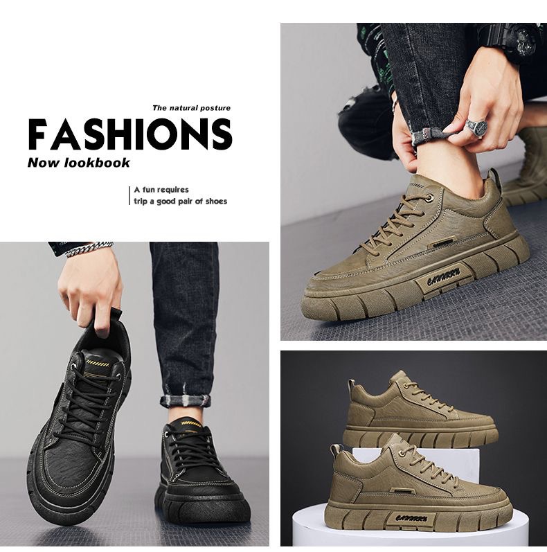 Herren Plateau-Freizeitschuhe aus PU-Leder zum Schnüren detail 2