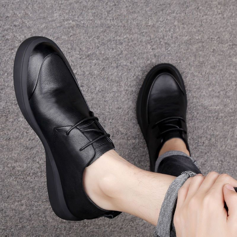 Chaussures casual pour homme en cuir véritable à lacets et semelle antidérapante detail 1