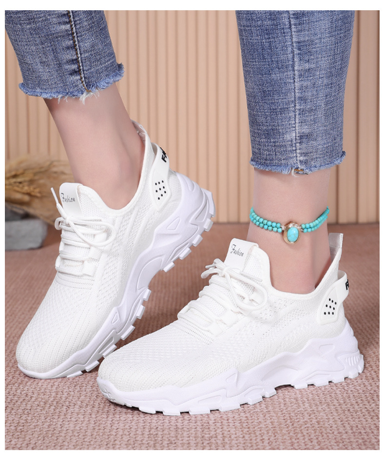 Ademende chunky platform sneakers voor dames van gebreid materiaal detail 5