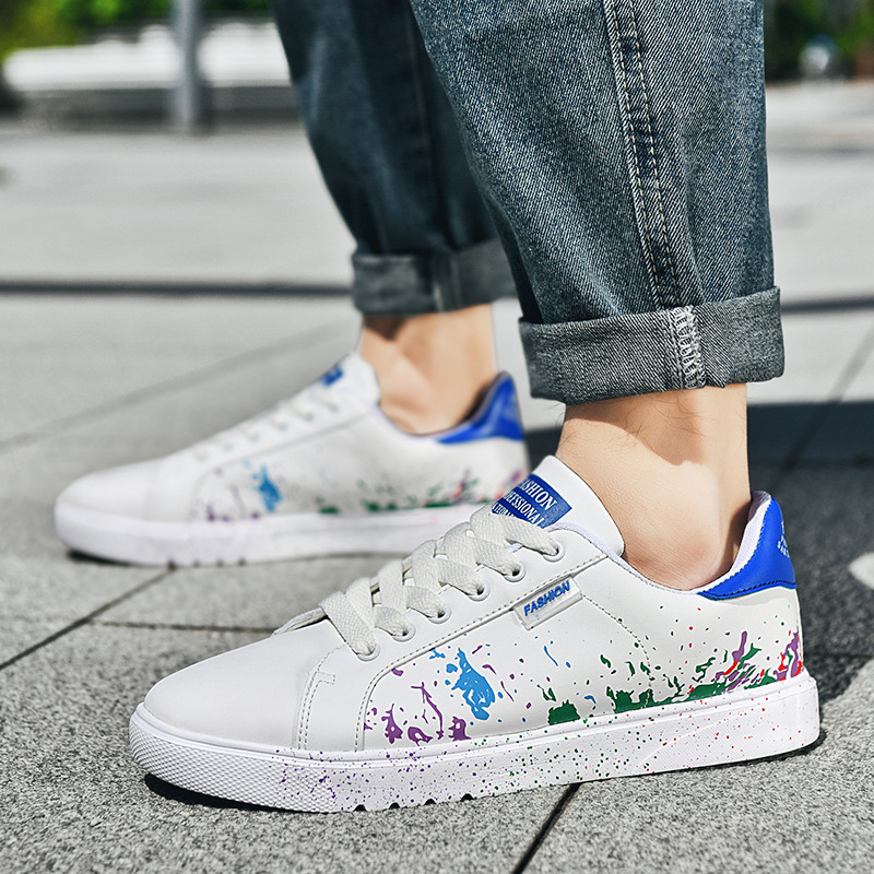 Men's Graphic-Print PU Leather Lace-Up Casual Sneakers 5