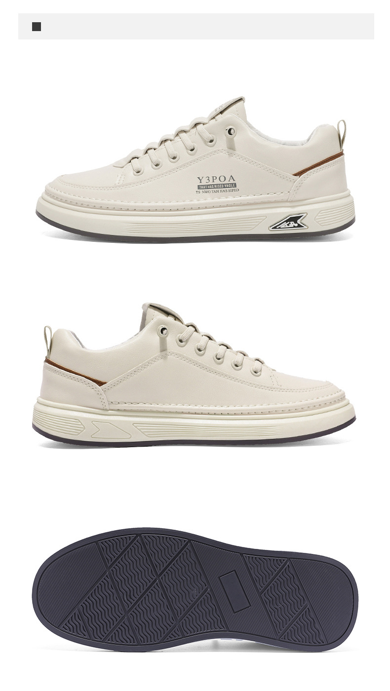 Men's PU Leather Lace-Up Low-Top Casual Shoes detail 12