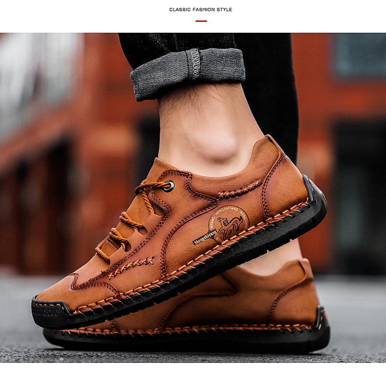 Klassische rutschfeste Herren-Freizeitschuhe mit Schnürung detail 8