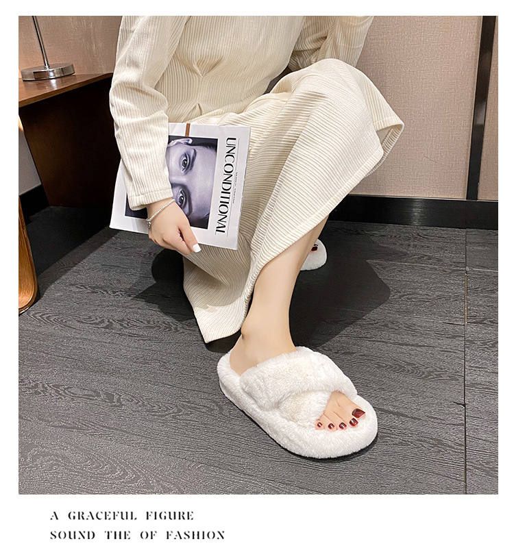 Women's Cozy Plush Cross-Band Open-Toe Slippers detail 3