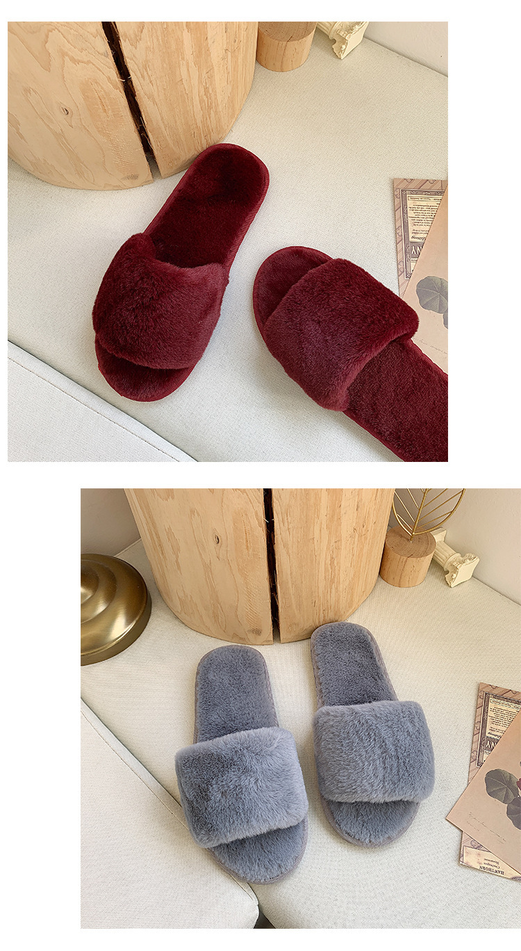 Chaussons douillets en peluche à bout ouvert pour femme detail 14