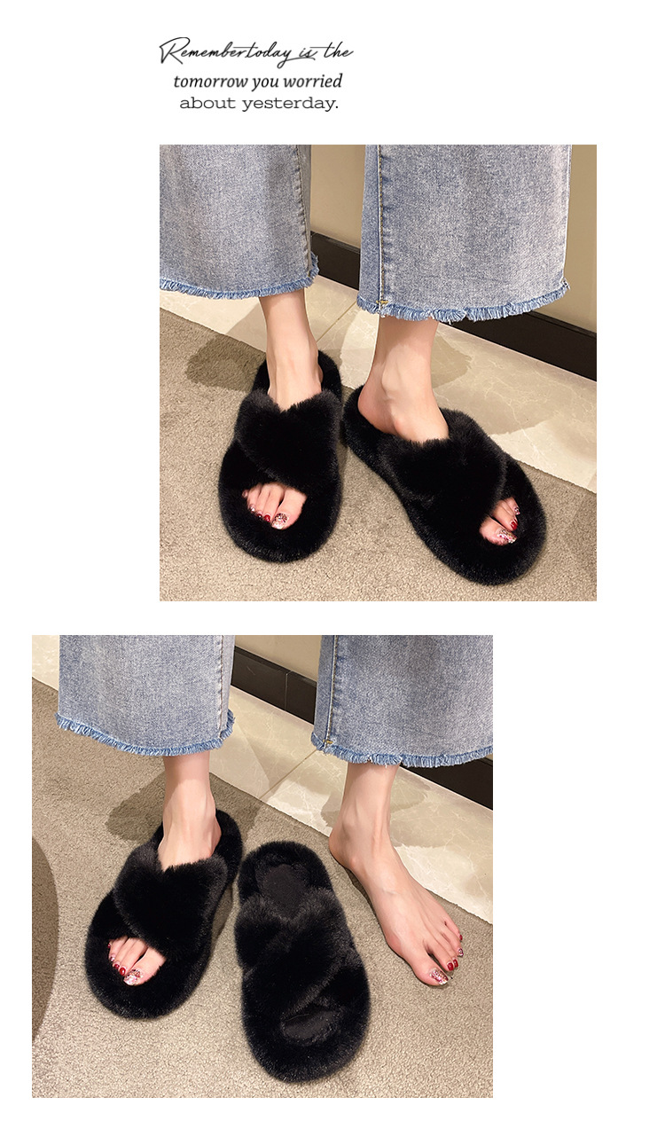 Pantofole da donna in morbido peluche con punta aperta detail 7