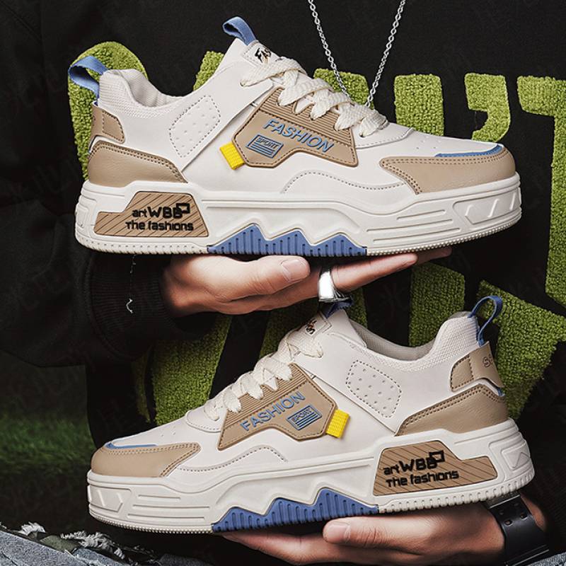 Men's Colorblock Lace-Up Casual Platform Sneakers 6