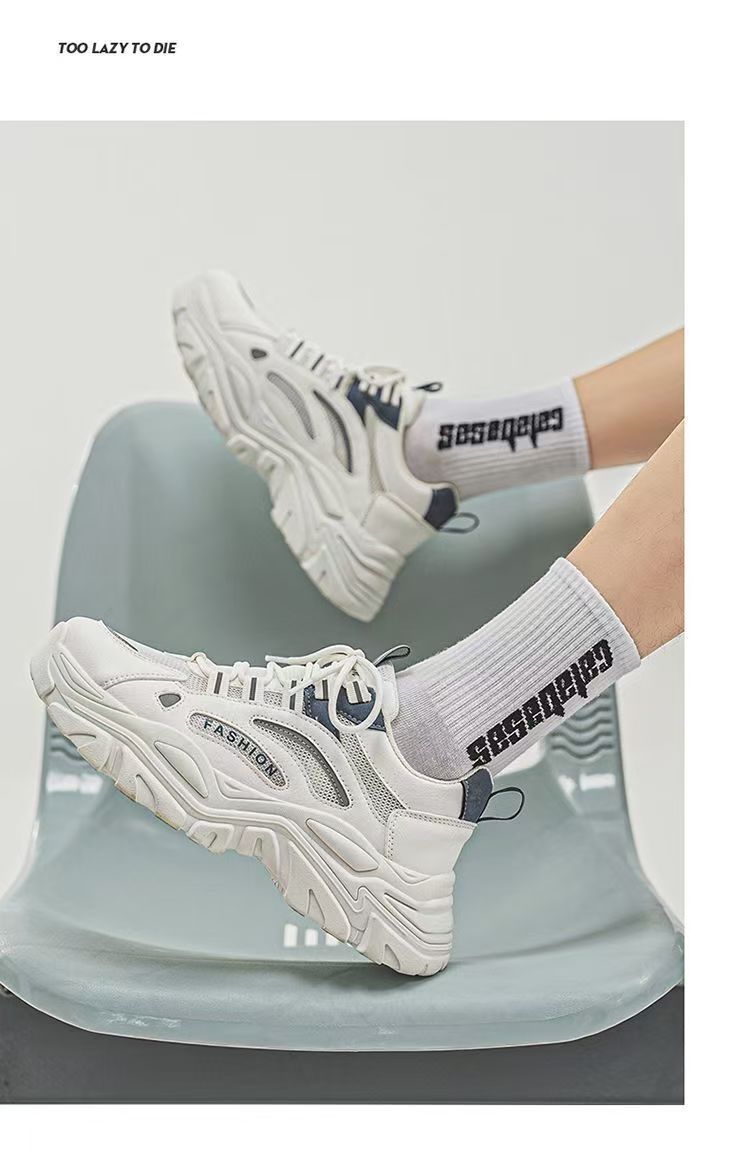 Ademende platform sneakers voor heren met colourblock detail 6