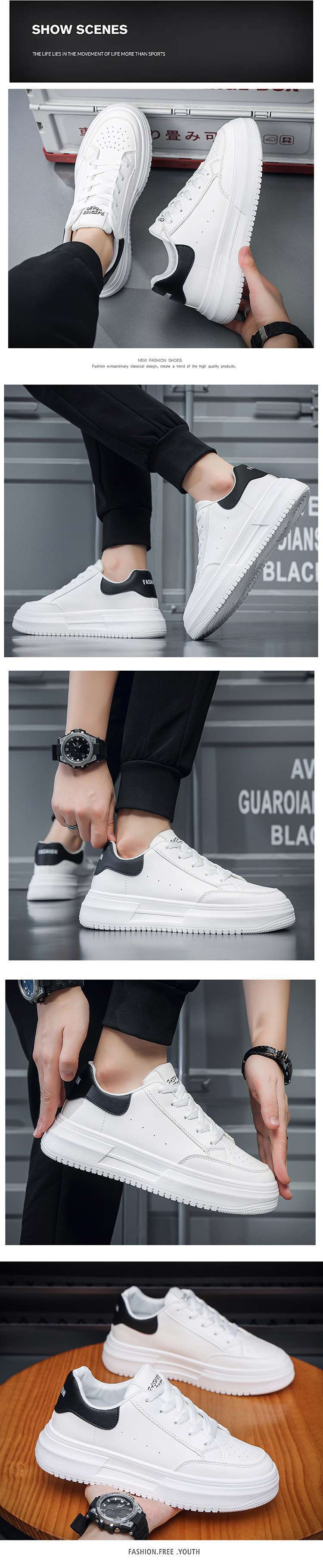 Schnür-Plateau-Sneaker für Herren aus PU-Leder | Freizeitschuhe detail 1