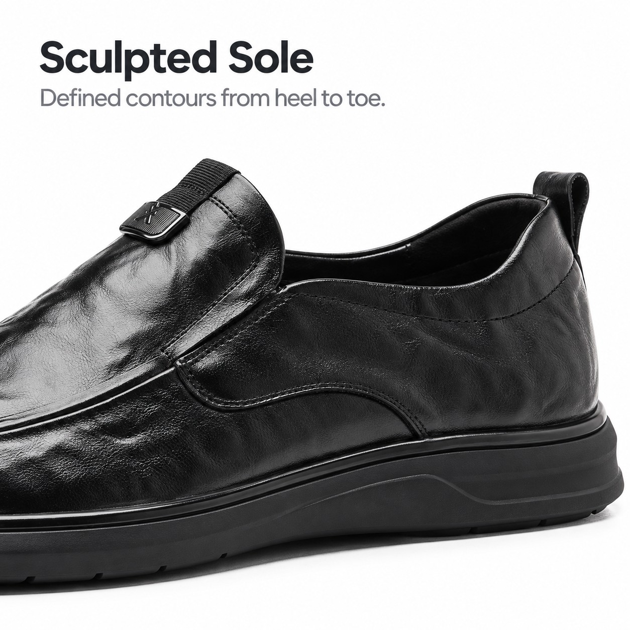 Men's Full-Grain Leather Cushioned Apron-Toe Casual Shoes detail 4