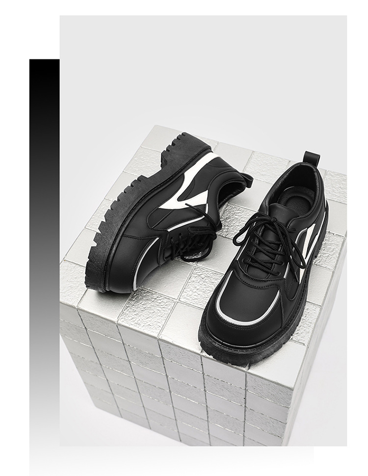 Chunky Plateau-Freizeitschuhe für Herren mit Schnürung aus PU-Leder detail 1