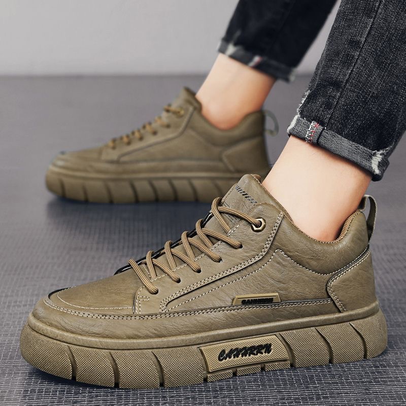 Herren Plateau-Freizeitschuhe aus PU-Leder zum Schnüren 5