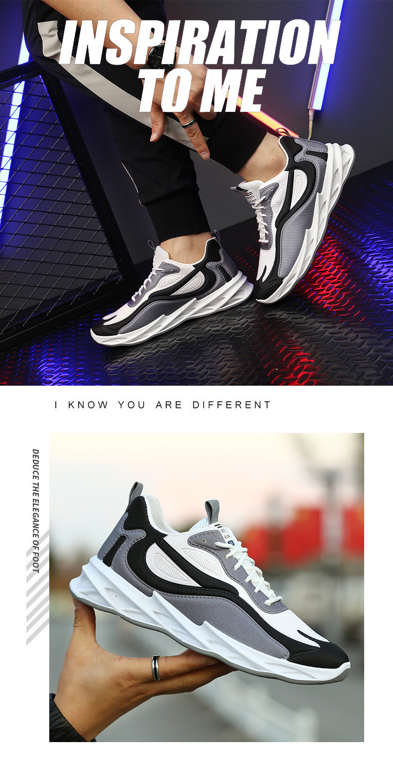 Men's Breathable Colorblock Lace-Up Athletic Shoes detail 7