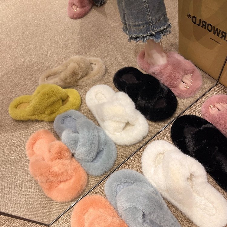 Women's Cozy Plush Open-Toe Flat Slippers 3