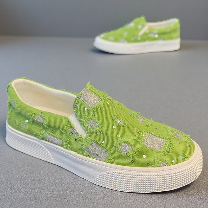 Ademende canvas slip-on casual schoenen voor dames 4