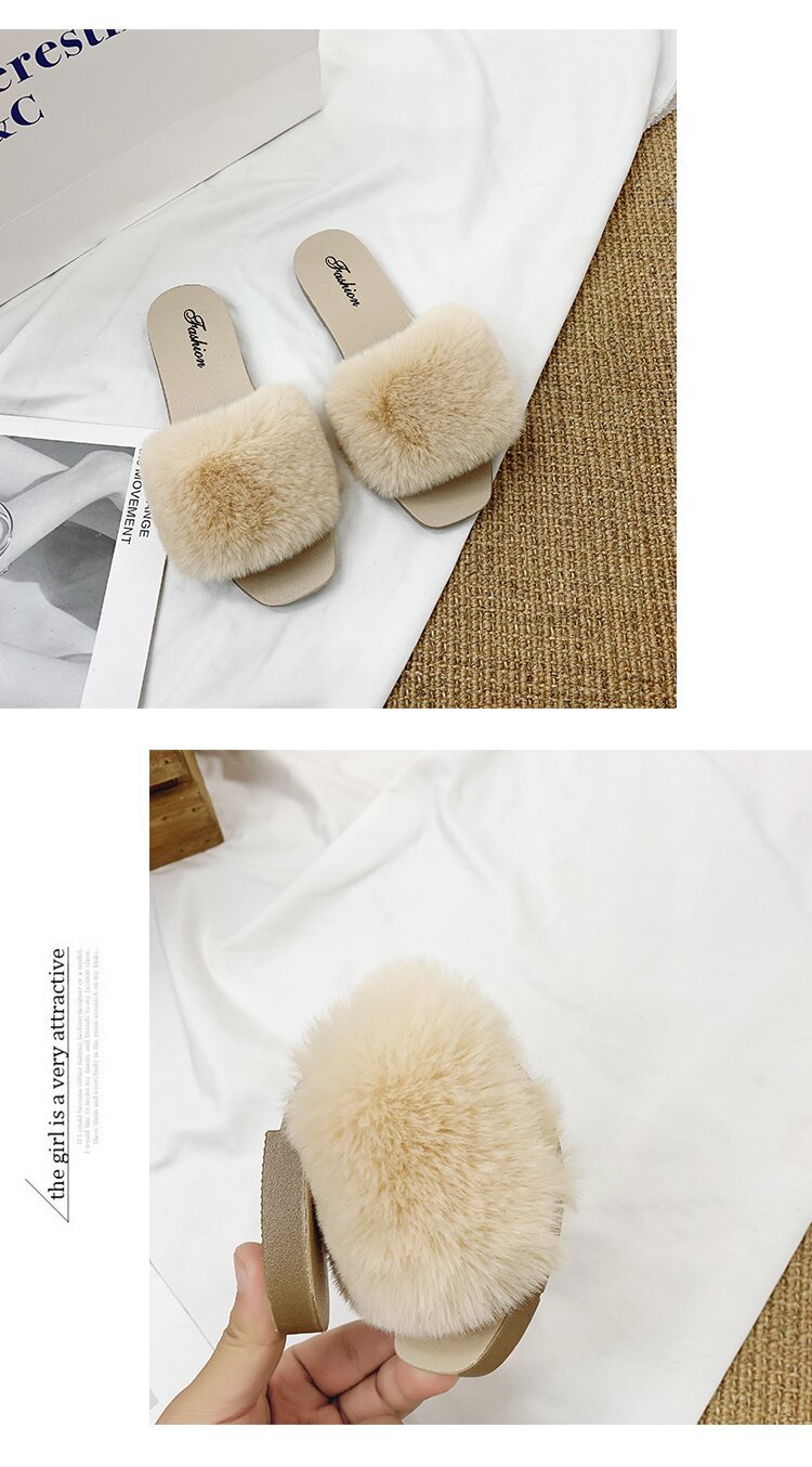 Pantofole Basse da Donna in Peluche con Punta Aperta detail 11