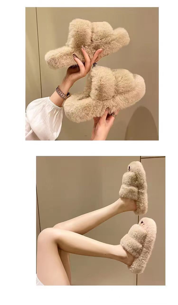 Chaussons douillets en peluche à bout ouvert pour femme detail 3