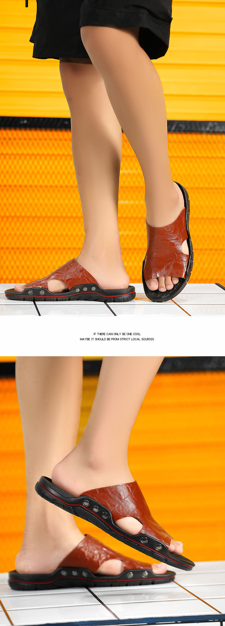 Men's Casual Non-Slip PU Leather Slide Slippers detail 10