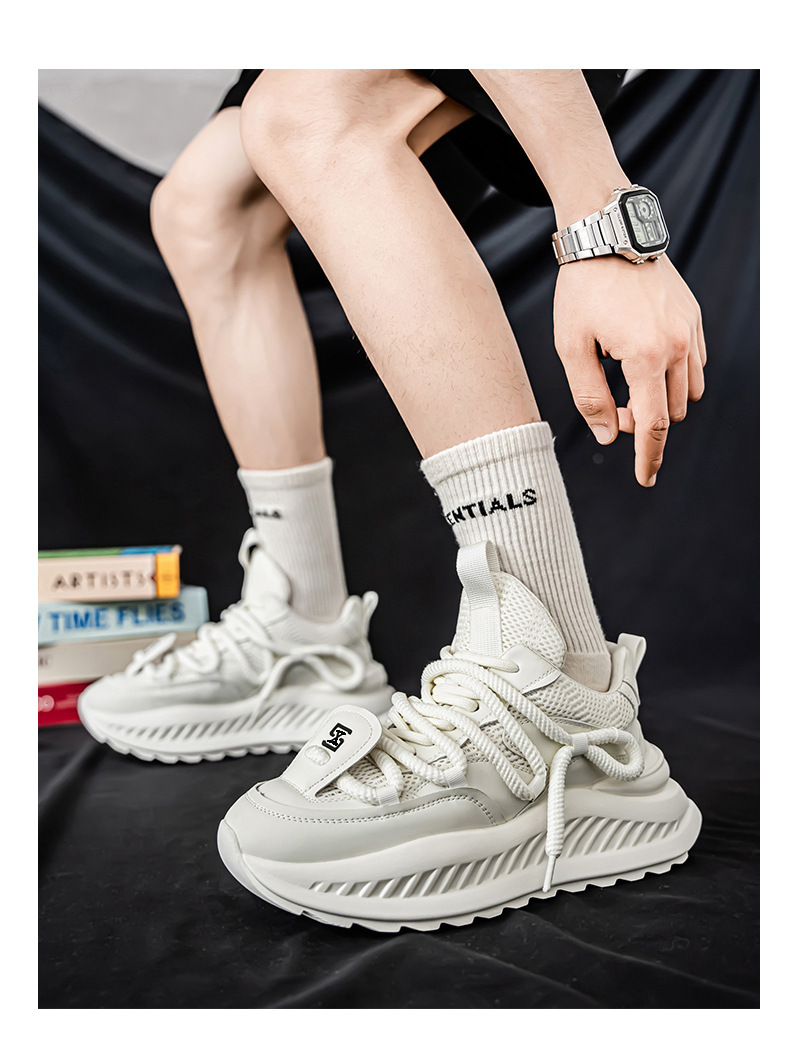 Atmungsaktive Plateau-Freizeitschuhe für Herren mit Schnürung detail 9
